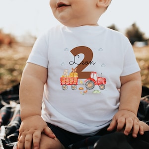 T-Shirt Birthday Shirt Personalized Birthday Child Boy Girl Tractor Farm Farm Animals