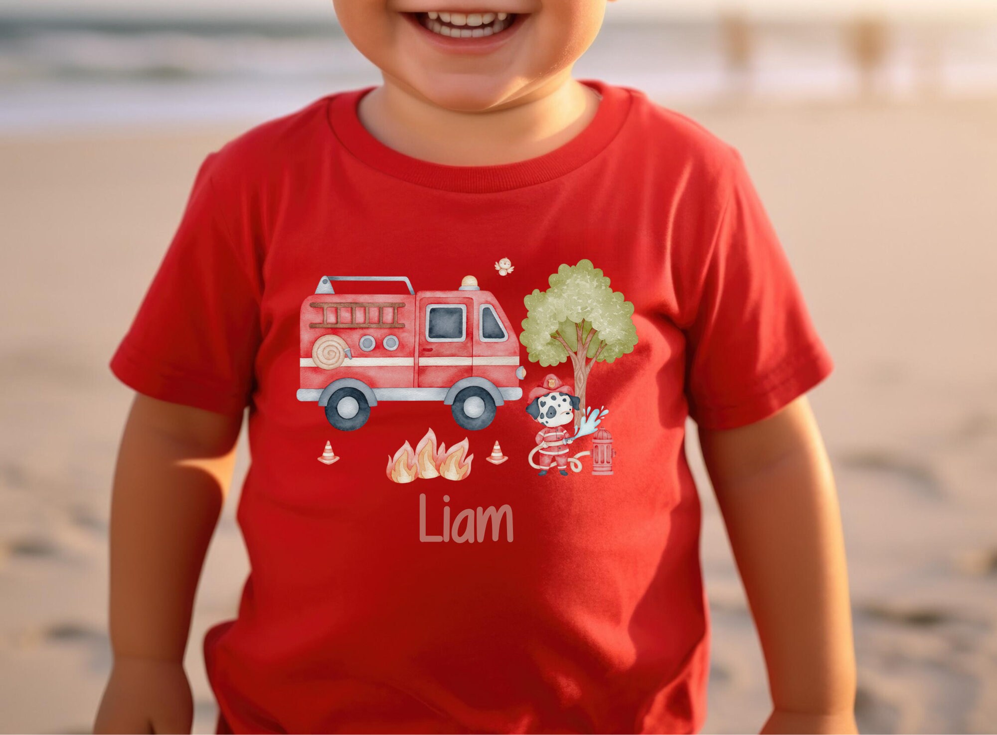 T-shirt Personalizzata Per Bambino Con Nome, Auto E Vigili Del Fuoco - Frasi A Scelta - SpecialMe - Foto 2