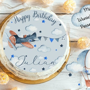 Cake Topper Fondant Birthday Child Sugar Image Girl Boy Airplane Helicopter