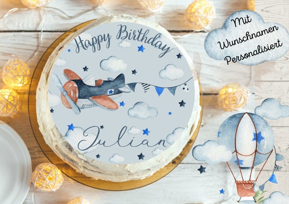 Cake Topper Fondant Birthday Child Sugar Image Girl Boy Airplane