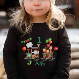 T-Shirt Birthday Shirt Personalized Birthday Child Boy Girl Excavator Train Railway Locomotive Engine