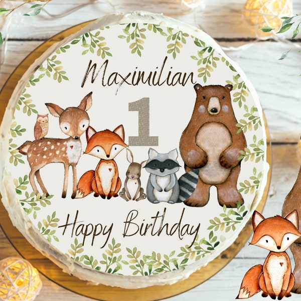 Tortenaufleger Fondant Geburtstag Kind Zuckerbild Mädchen Junge Fuchs Waldtiere Waldtiergeburtstag