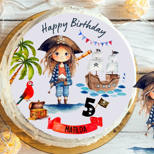 Tortenaufleger Fondant Geburtstag Kind Zuckerbild Mädchen Junge Pirat Piratenschiff Piratengeburtstag Piratenmädchen Piratin