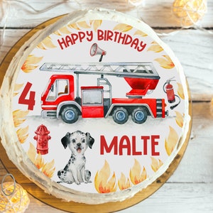 Cake topper fondente compleanno bambino zucchero foto ragazza ragazzo cane dei vigili del fuoco