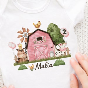 Ironing image personalized with desired name and age fox birthday shirt farm farm animals