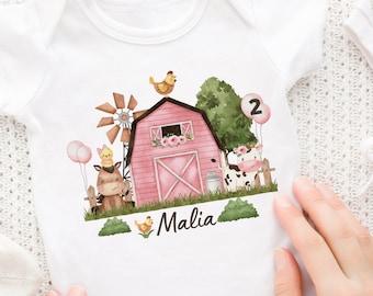 Ironing image personalized with desired name and age fox birthday shirt farm farm animals