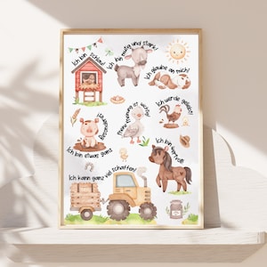 Affirmationsposter Set für Kinder Mutmachposter Poster Kinder stärken Bauernhof Traktor Bauernhoftiere