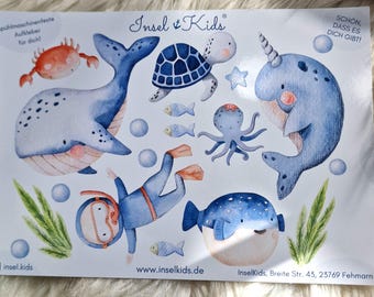DECOWALL DS12-8078 Adesivi Murali Animali Marini Decorazioni Per Cameretta Dei Bambini Cameretta Dei Pesci Dell'oceano Squalo Balena Buccia E Bastone Balene Colorate Rimovibili Ragazzi Ragazze - Foto 8