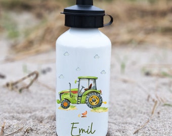 Drinking bottle water bottle personalized with name tractor tractor