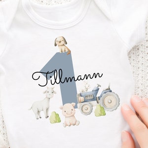 Ironing image personalized with desired name and age tractor tractor farm farm animals