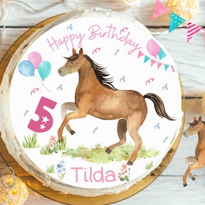 Cake topper fondant birthday child sugar image girl boy horse pony horse girl children's birthday cake decoration birthday cake vegan