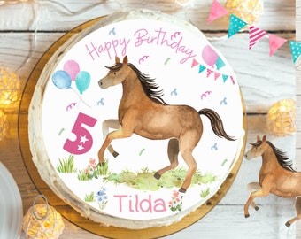 Cake topper fondant birthday child sugar picture girl boy horse pony rider rider horse girl