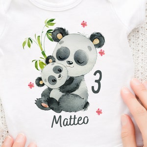 Ironing image personalized with desired name and age birthday shirt panda panda bear mom and baby