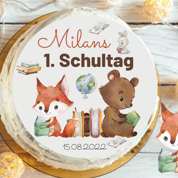 Tortenaufleger Fondant Schulanfang Schulkind Zuckerbild 1. Schultag Einschulung Junge Mädchen