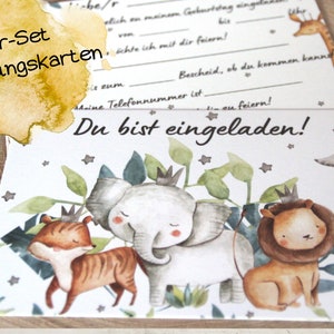 8 Einladungskarten für den Kindergeburtstag Dschungel Wild One Löwe Dschungeltiere