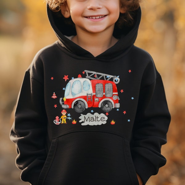 Hoodie personalized children's sweater sweater hoodie fire engine fireman rescue vehicle