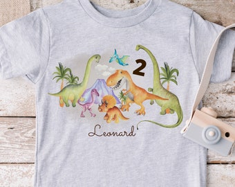 Bügelbild mit Wunschname und Alter personalisiert Fuchs Geburtstagsshirt Dinosaurier Dino T-Rex