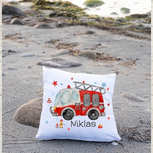 Pillowcase pillow with name personalized individualized fire brigade fire engine fireman rescue vehicle