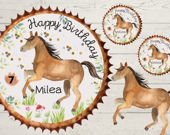 Muffin Topper Cupcake Muffin Muffins Fondant Birthday Child Sugar Image Girl Boy Horse Pony