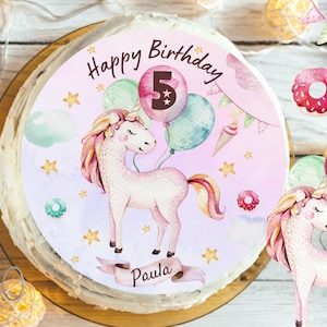 Cake Topper Fondant Birthday Child Sugar Image Girl Boy Unicorn Glitter Rainbow Cake Topper Birthday Cake Children's Birthday