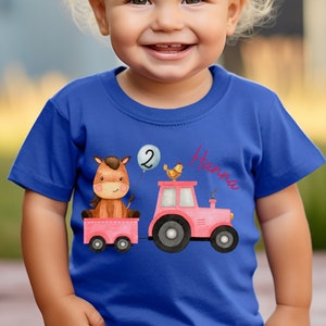 T-Shirt Birthday Shirt Personalized Birthday Child Boy Girl Tractor Farm Farm Animals