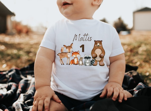 T shirt Birthday Shirt Personalized Birthday Child Boy Girl Forest Animals Bear Deer Fox Etsy Australia