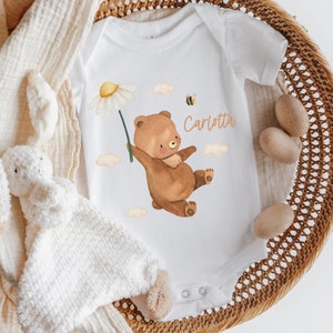 Toppa termoadesiva per tessuti colorati con il nome desiderato per tessuti colorati e bianchi, orsetto sole personalizzato personalizzato