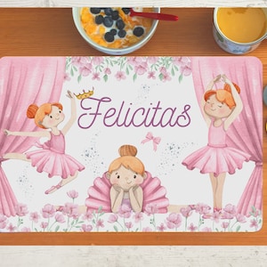 Set de table avec nom enfants garçon fille textile danseur ballerine danse de ballet