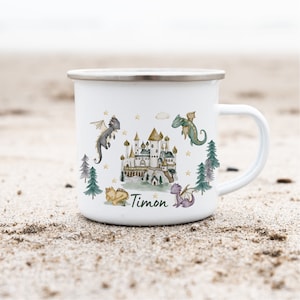 Enamel cup enamel cup cup with name personalized dragon knight castle dragon