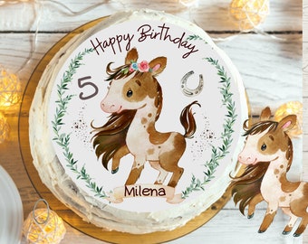 Cake topper fondant anniversaire enfant sucre photo fille garçon cheval poney cavalier cavalier cheval fille