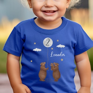 T-Shirt Geburtstagsshirt personalisiert Geburtstagskind Junge Mädchen Dschungeltiere Bär Mond Mama und Baby Bild 3