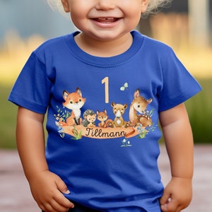 T-Shirt Birthday Shirt Personalized Birthday Child Boy Girl Forest Animals Bear Deer Fox