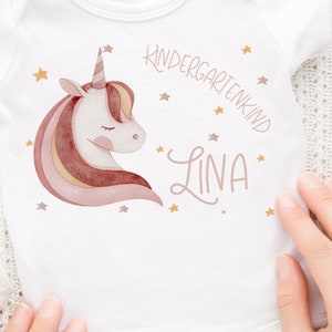Toppa termoadesiva per tessuti colorati con il nome desiderato e l'età personalizzata asilo bambino asilo inizio unicorno boho animali della foresta