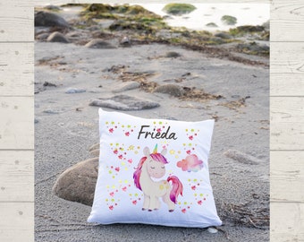Pillowcase pillow with name personalized customized unicorn stars glitter