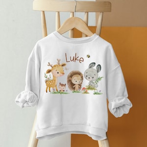 Sweater Sweatshirt Sweater personalized Children&#39;s Sweater Baby Sweater Pullover Forest Animals Fox Rabbit