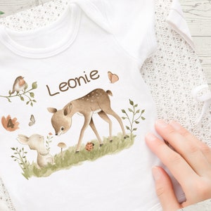 Ironing image personalized with desired name and age deer forest animals rabbit forest