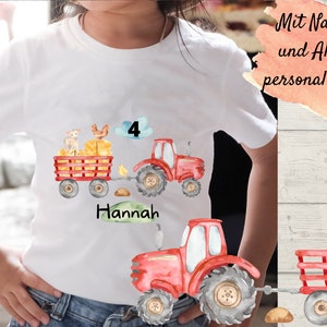 Iron-on picture personalized with desired name and age tractor
