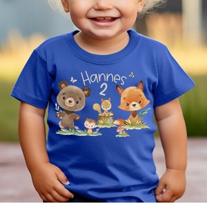 T-Shirt Birthday Shirt Personalized Birthday Child Boy Girl Forest Animals Fox Bear Deer Rabbit Wild One Forest Animal Birthday