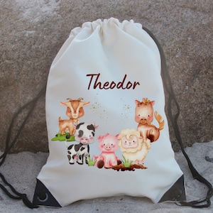 Sports bag gym bag with name personalized tractor farm farm animals cow horse sheep pig