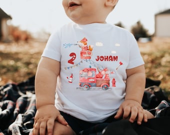 T-shirt birthday shirt personalized birthday child boy girl fire brigade rescue vehicles fireman fox elephant