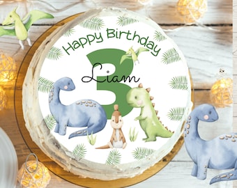 Cake topper fondant anniversaire enfant sucre photo fille garçon dino dinosaure dinosaure anniversaire