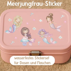 Autocollants sirène pour enfants – lavables au lave-vaisselle et imperméables – ensemble d’autocollants pour boîte à lunch, gourde, casque et vélo