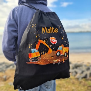 Sac de sport sac de sport avec nom personnalisé chantier pelle véhicules de chantier camions