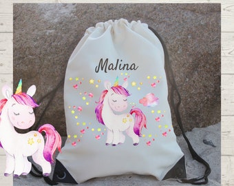 Bolsa de deporte bolsa de gimnasio con nombre personalizado caballo pony unicornio