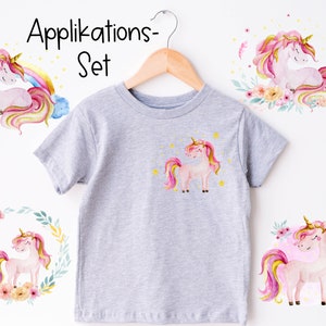 Set iron-on application for refining shirts pants clothing DTF print application farm unicorn rainbow stars