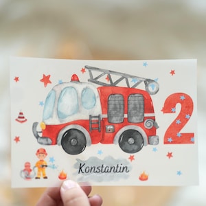 Toppa termoadesiva pompiere personalizzata con nome ed età – pompiere autopompa veicolo di soccorso compleanno maglietta bambini toppa termoadesiva fai da te