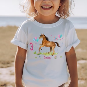 T-Shirt Horse Rider Girl – Birthday Shirt Personalized – Pony Riding Stable Pink Gift Children&#39;s Birthday
