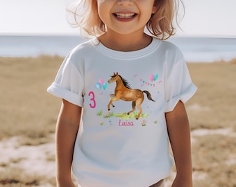 T-shirt compleanno camicia personalizzata compleanno bambino ragazzo ragazza animali da fattoria cavallo cavaliere cavaliere cavallo ragazza pony