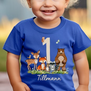 T-Shirt Birthday Shirt Personalized Birthday Child Boy Girl Forest Animals Fox Deer Rabbit Wild One Forest Animal Birthday