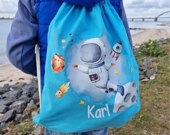 Bolsa de deporte bolsa de gimnasio con nombre personalizado astronauta planetas espaciales